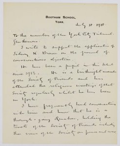 NRCC-CL 9-1-5715 Sidney Kemp Brown Letter from Bootham School York [1]